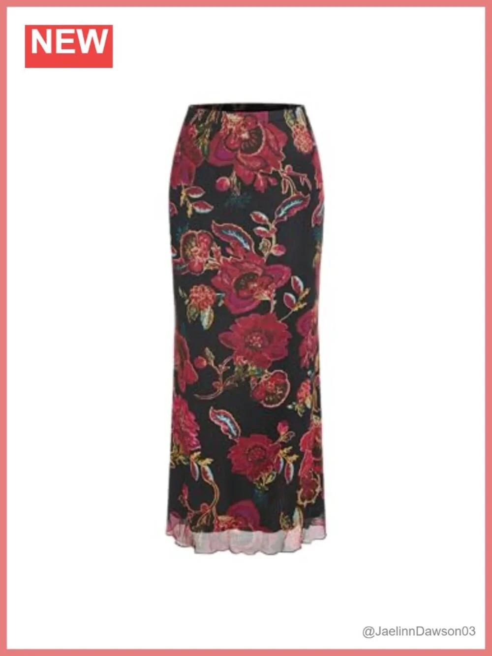 CIDER Women's Mesh Floral Boho Long Midi Skirts